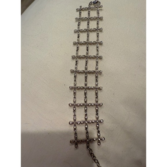 Roberta Chiarella Silver Tone Crystal Cross Statement Bracelet Jewelry‎